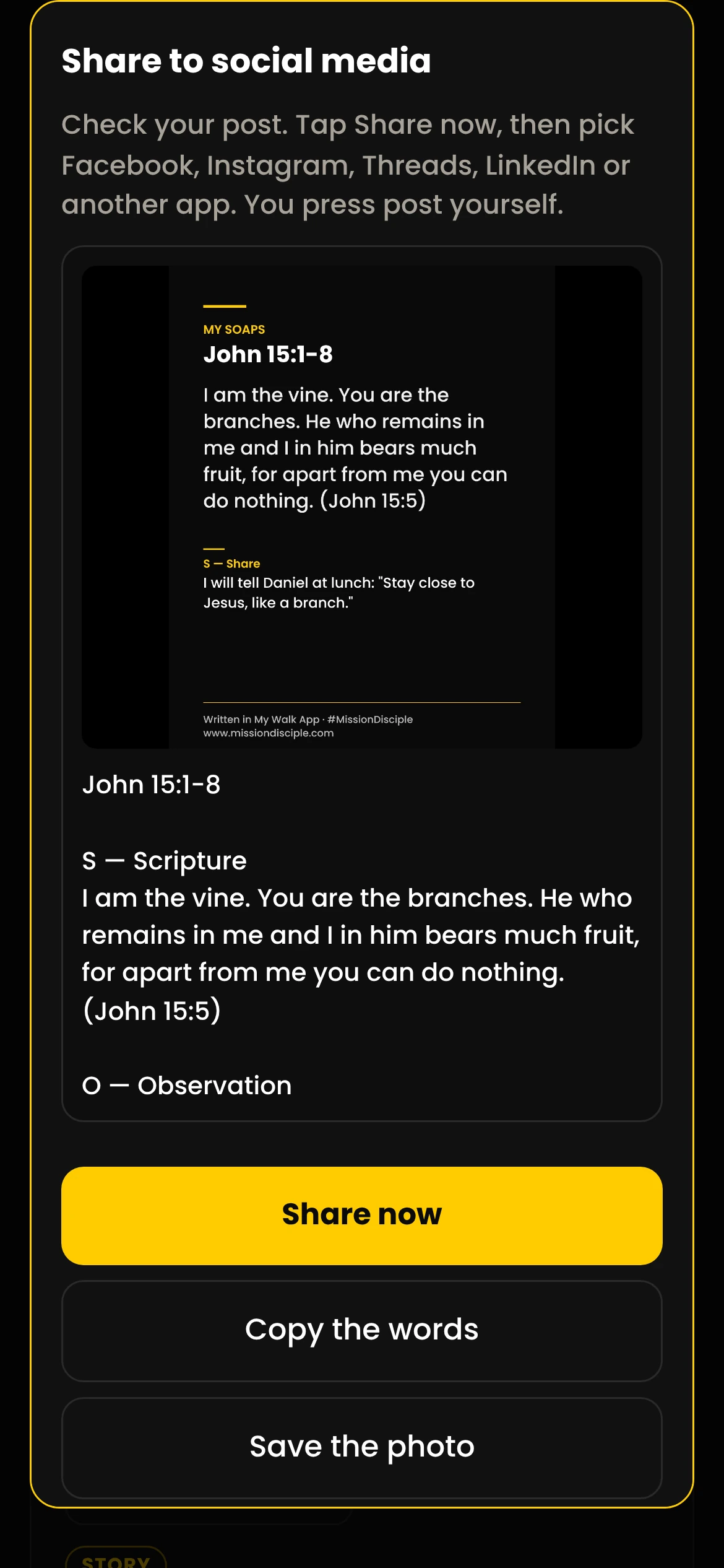 My Walk on a phone: Share what God did